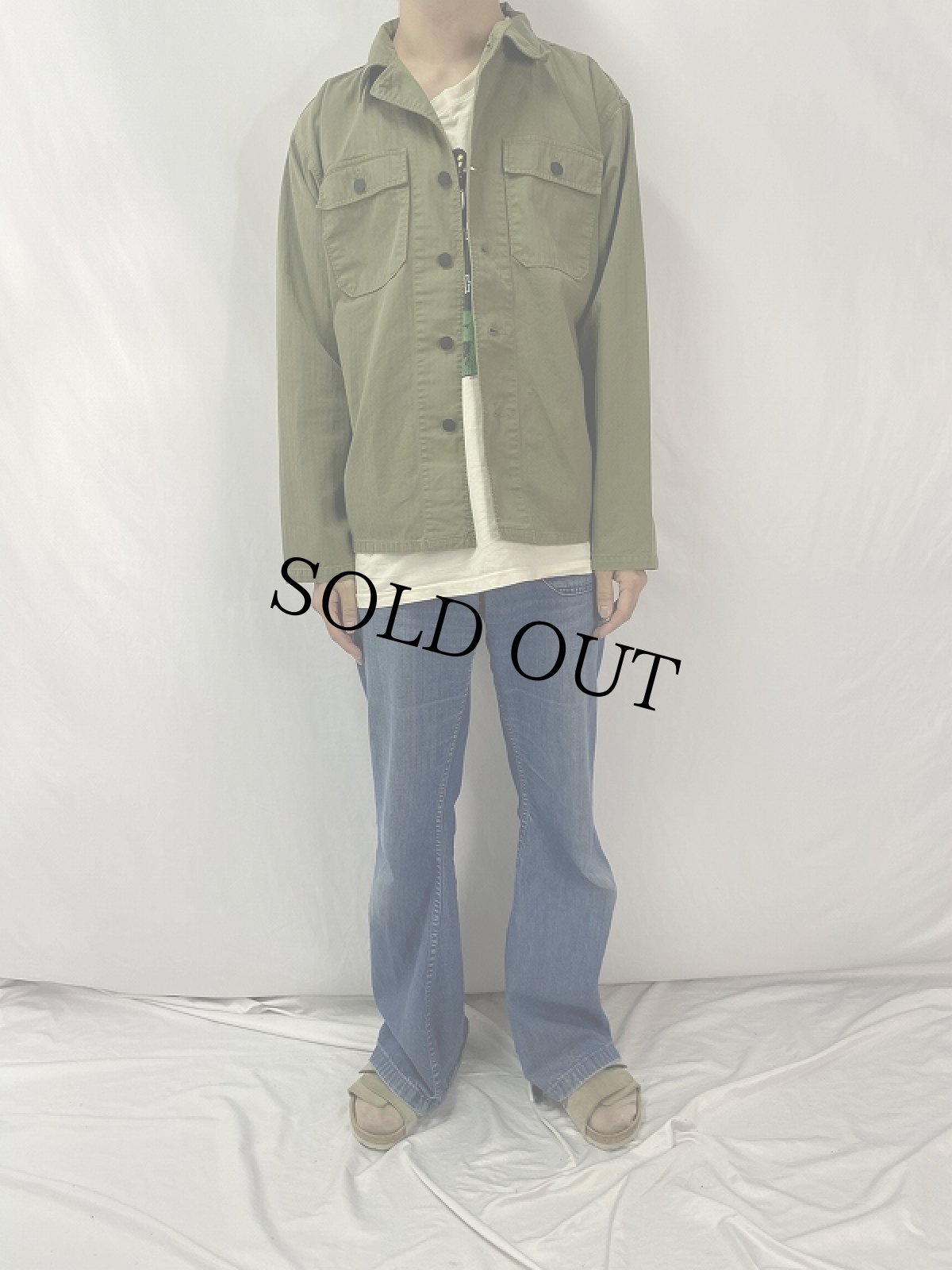 画像2: Ralph Lauren RRL "M-43 TYPE" 13スターボタン HBTジャケット M (2)