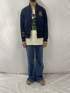 画像2: POLO Ralph Lauren パッチ付き コットンツイルスタジャン NAVY M (2)