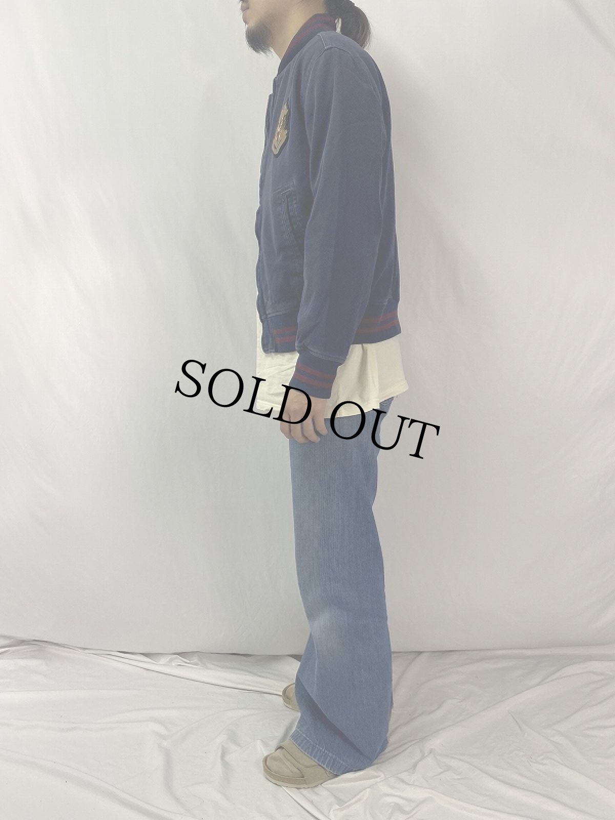 画像3: POLO Ralph Lauren パッチ付き コットンツイルスタジャン NAVY M (3)