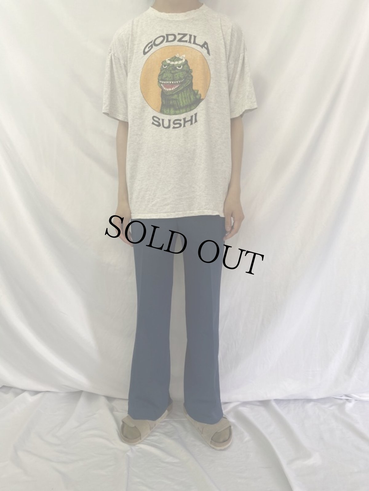 画像3: 90's USA製 "GODZILA SUSHI" キャラクターパロディプリントTシャツ XL (3)