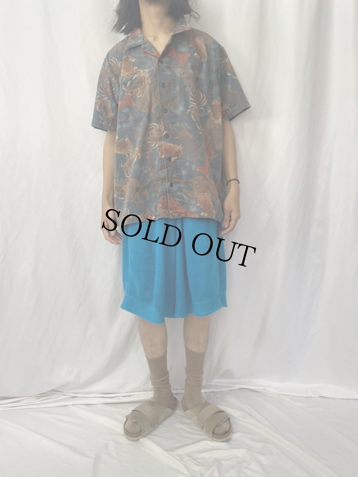 画像2: POLO Ralph Lauren "SPORT KEEL" エビ×カニ柄 オープンカラーシャツ XL (2)