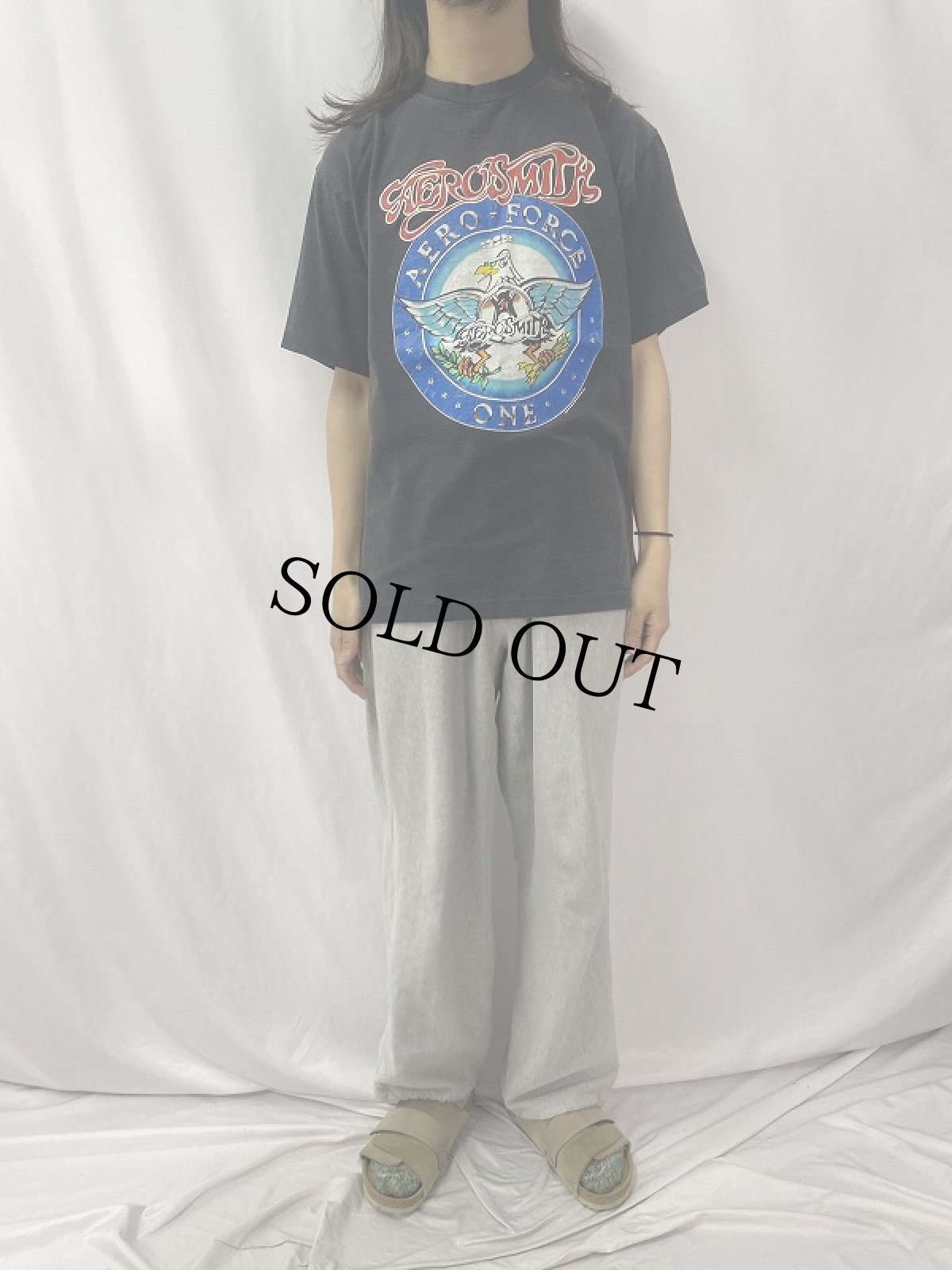 画像2: 90's AEROSMITH USA製 "AERO FORCE ONE" ロックバンド ツアーTシャツ BLACK XL (2)