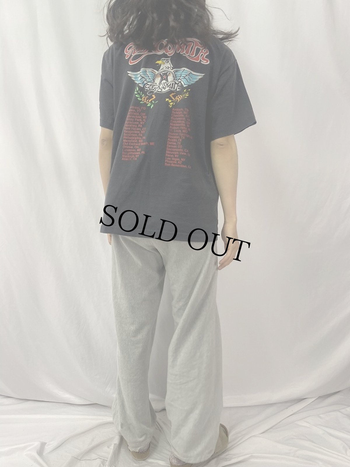 画像4: 90's AEROSMITH USA製 "AERO FORCE ONE" ロックバンド ツアーTシャツ BLACK XL (4)