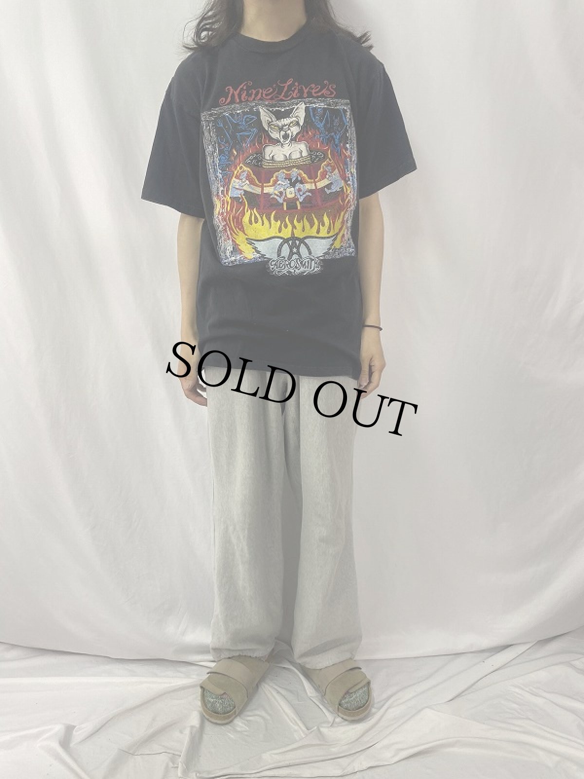 画像2: 90's AEROSMITH USA製 "Nine Lives" ロックバンド ツアーTシャツ BLACK XL (2)