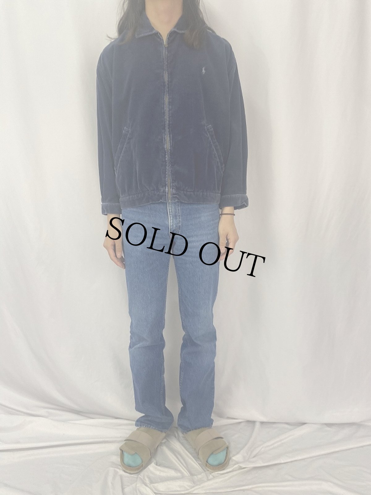 画像2: 90's POLO Ralph Lauren USA製 コーデュロイスイングトップ NAVY M (2)