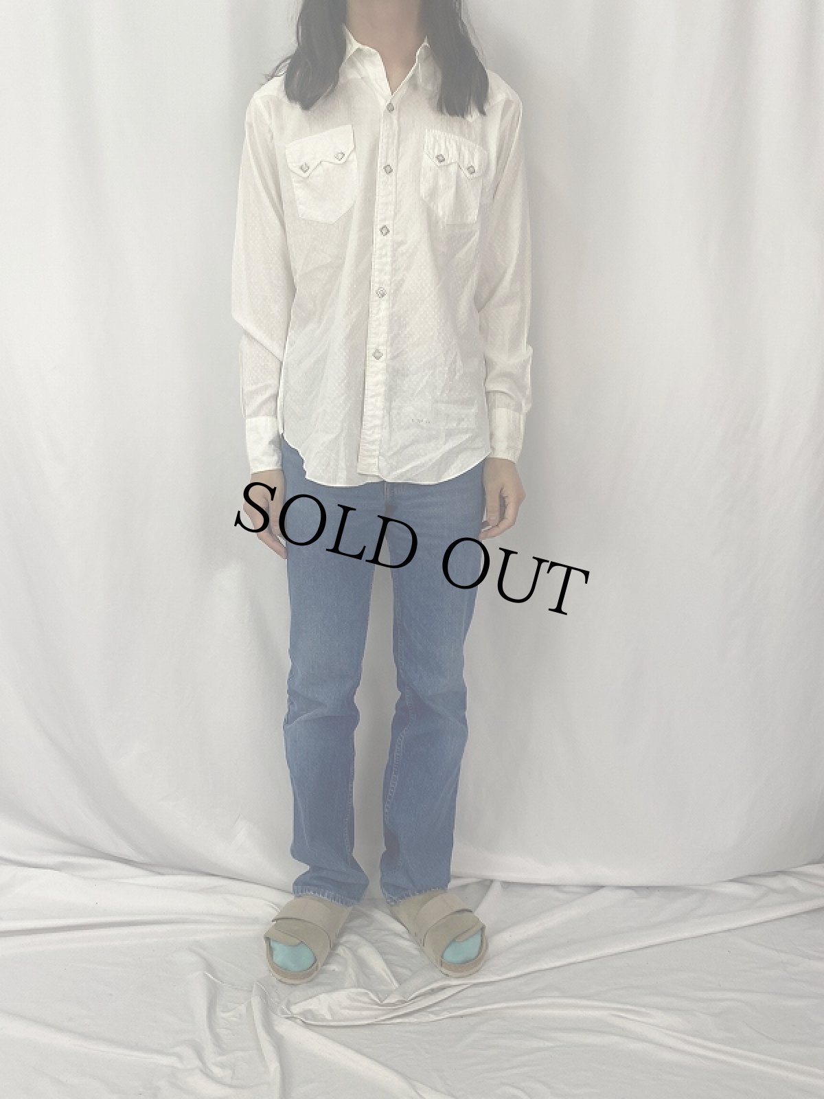 画像2: 50's HBARC 織り柄 ウエスタンシャツ SIZE16 (2)