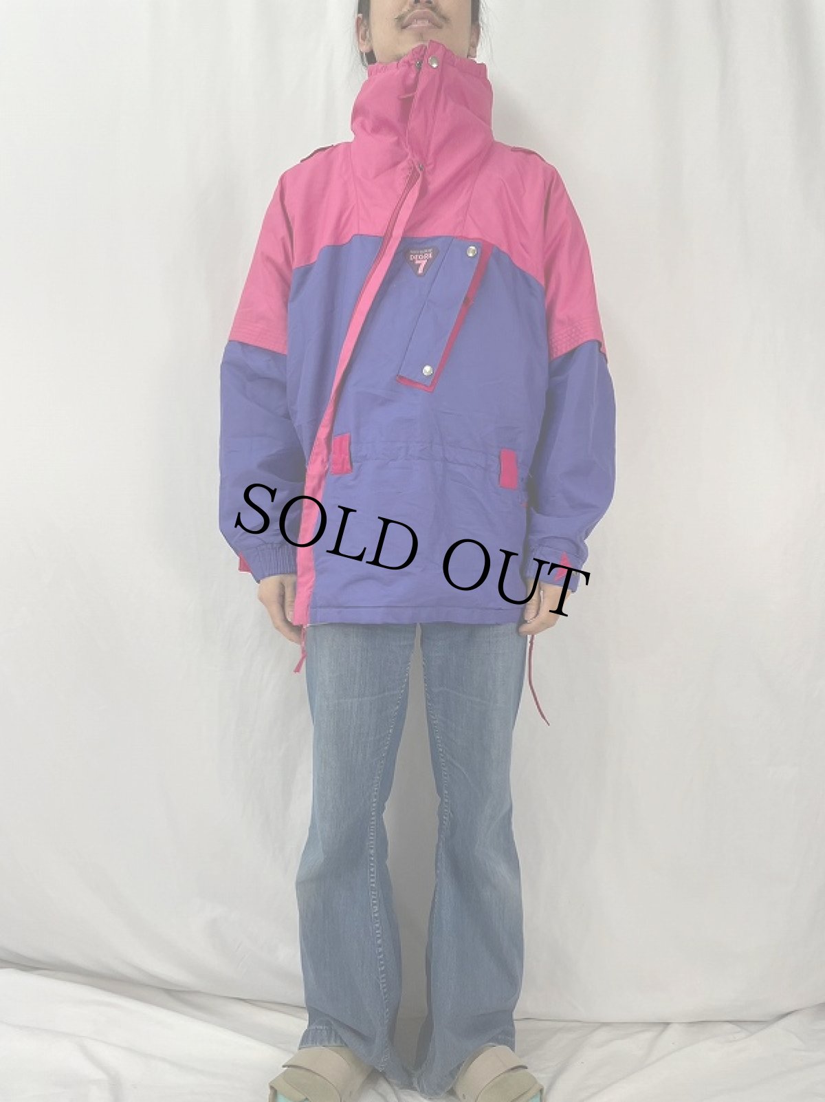 画像2: 2トーンカラー 裏地フリース ナイロンジャケット M (2)