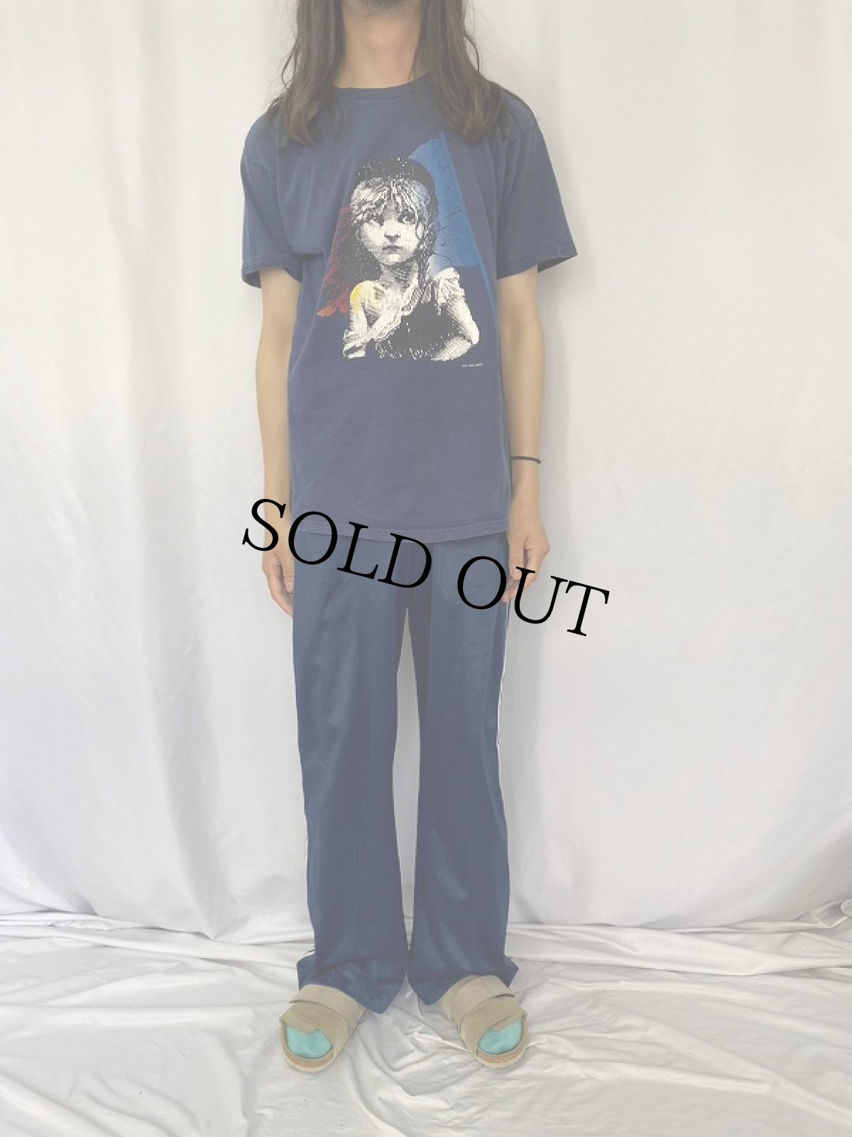 画像2: 2000's Les Miserables ミュージカルプリントTシャツ NAVY L (2)