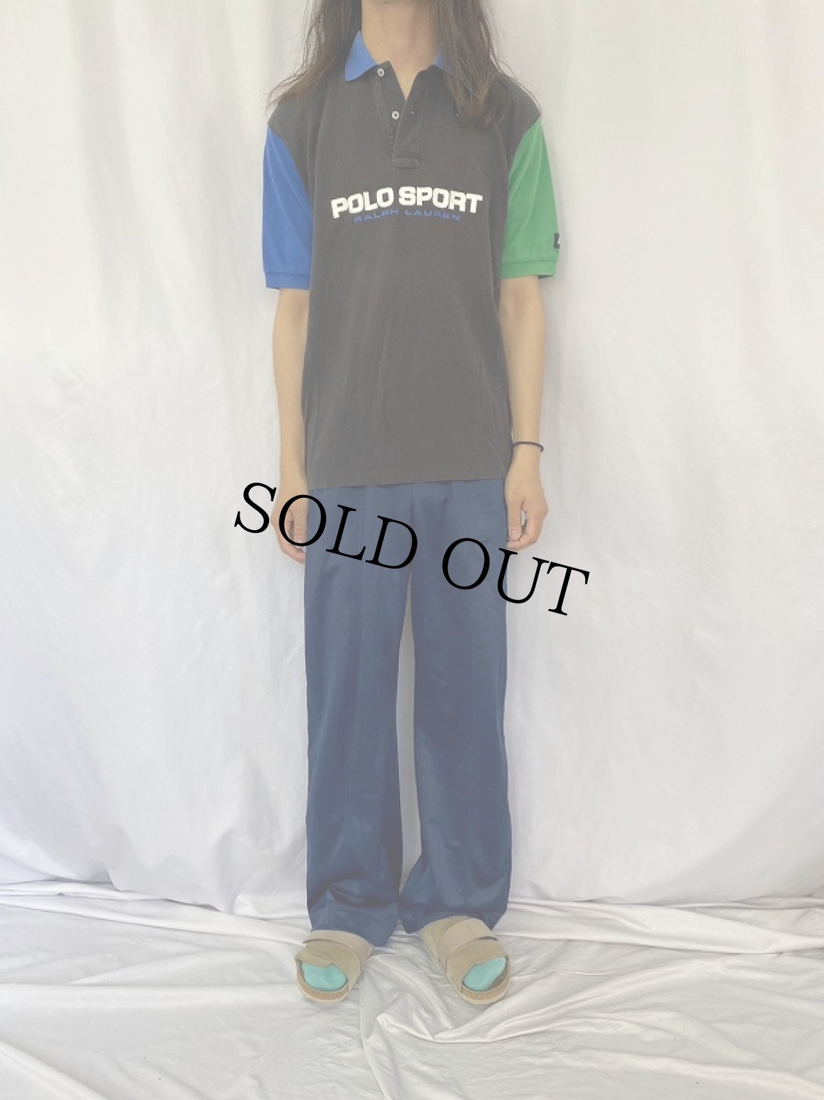 画像5: 90's POLO SPORT Ralph Lauren パネル切り替え ロゴプリント ポロシャツ M (5)