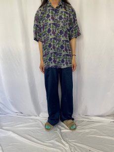 画像2: 【SALE】 総柄 シルクシャツ L (2)