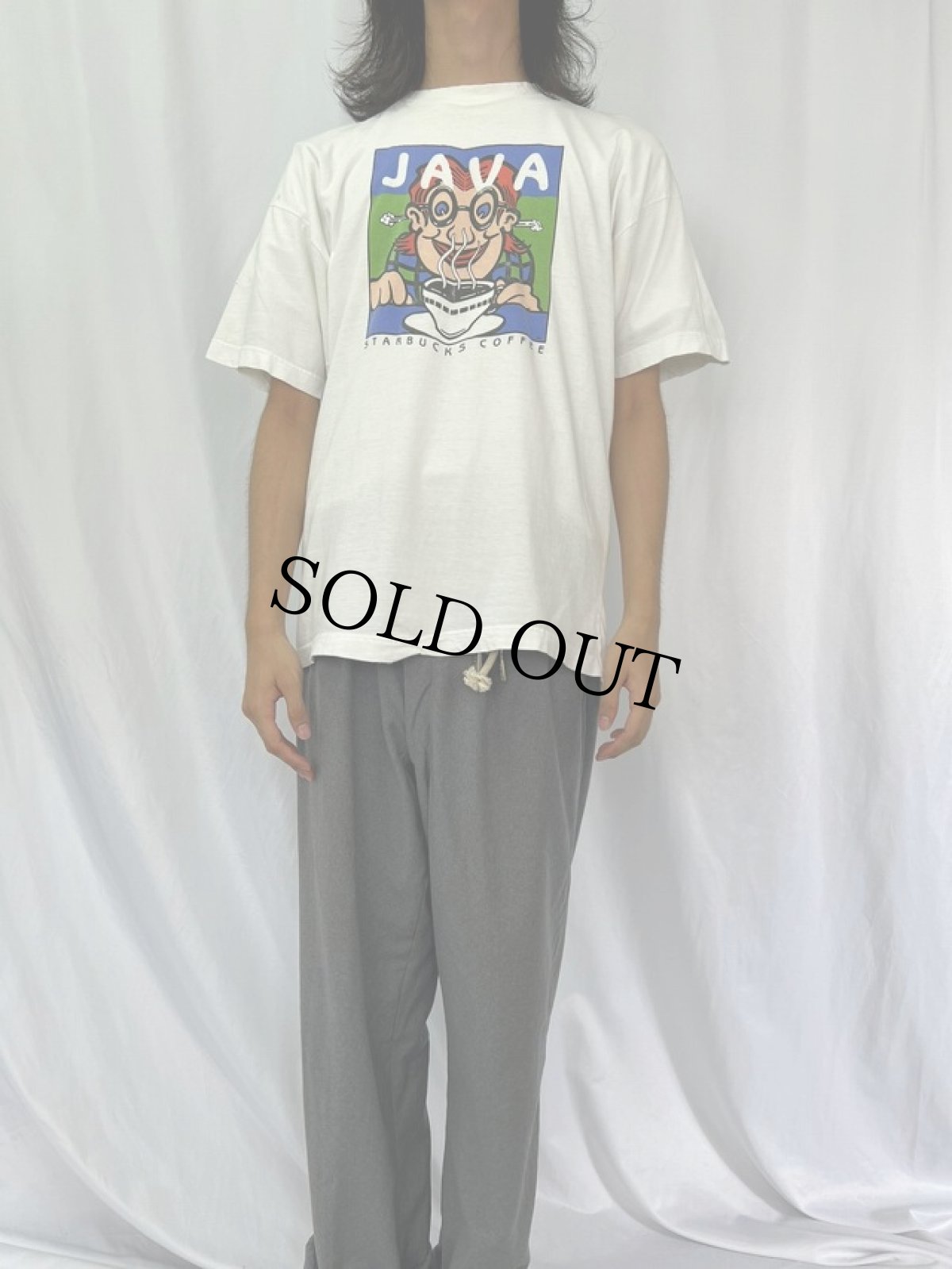 画像2: 90's STARBUCKS COFFE "JAVA" カフェプリントTシャツ (2)