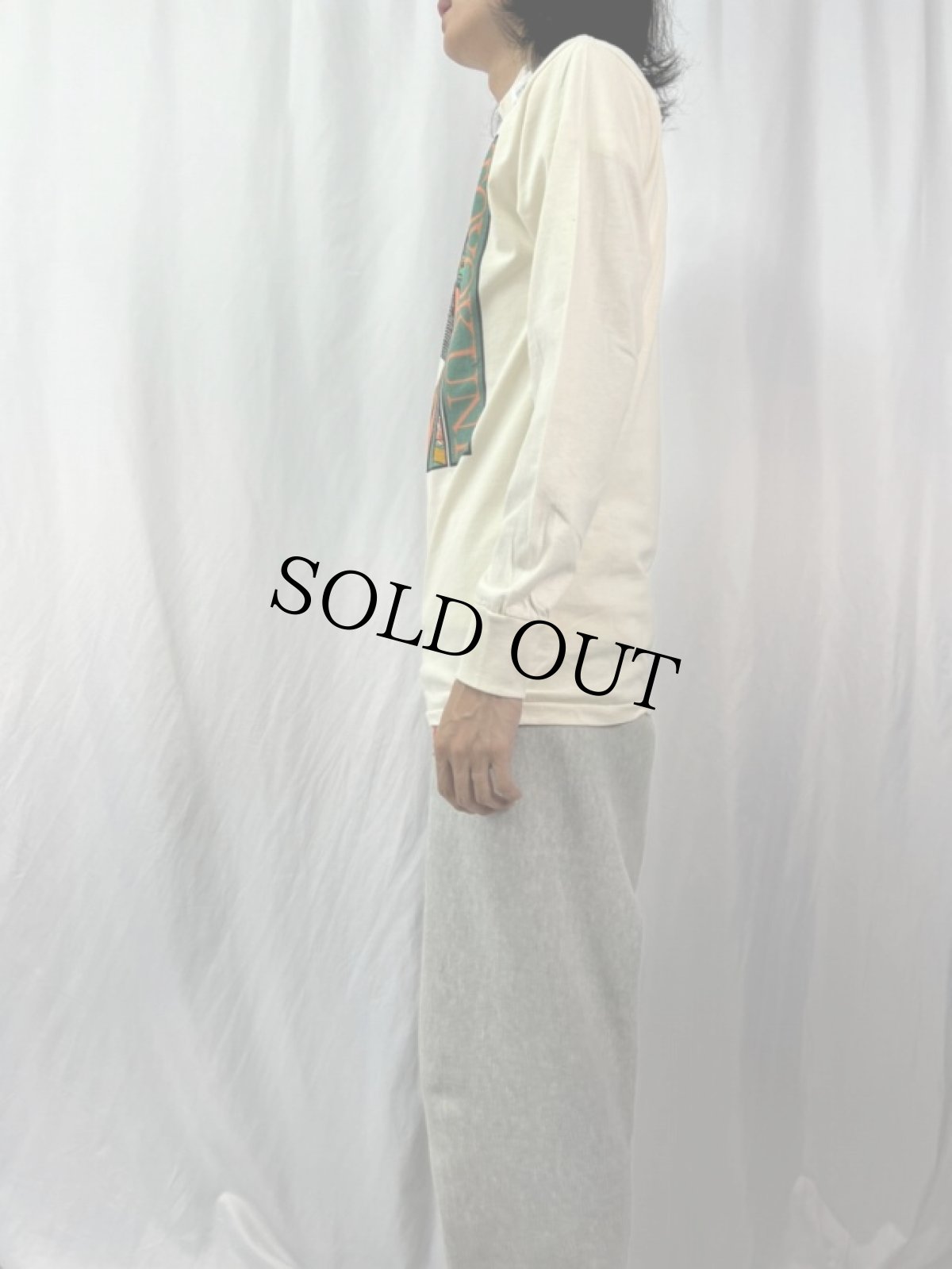 画像3: 80's 歌川豊国 "歌舞伎役者" 浮世絵プリントモックネックロンT M DEADSTOCK (3)