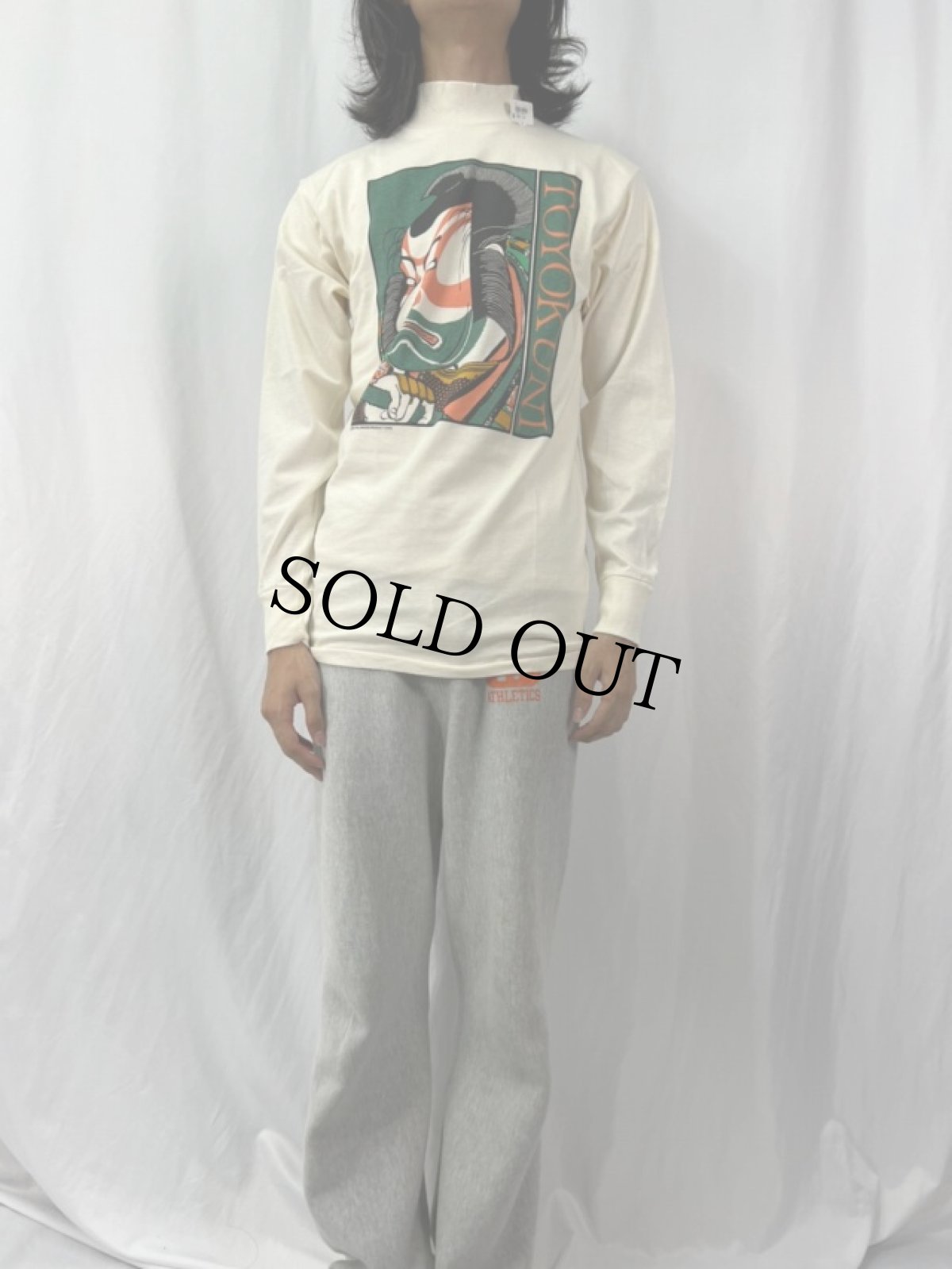 画像2: 80's 歌川豊国 "歌舞伎役者" 浮世絵プリントモックネックロンT M DEADSTOCK (2)