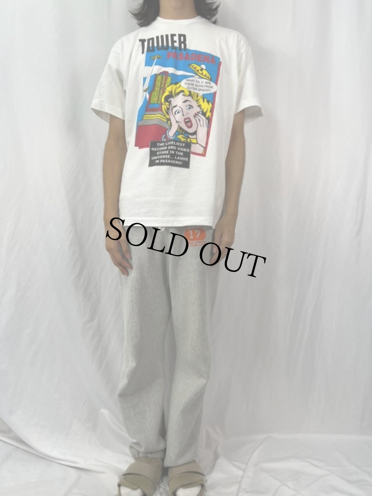 画像2: 80〜90's USA製 "TOWER PASADENA" アートプリントTシャツ XL (2)