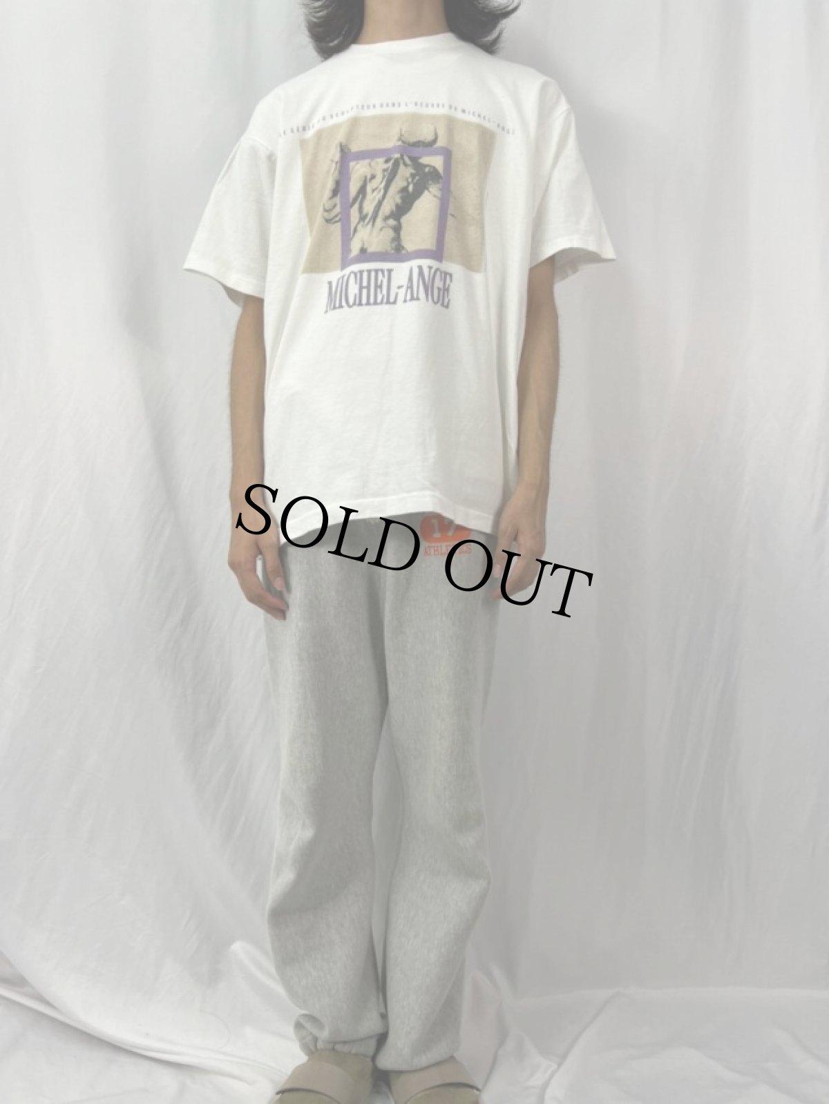 画像2: 90's MICHELANGELO CANADA製 "MICKEL-ANGE" アートプリントTシャツ XL (2)