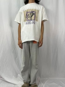 画像2: 90's MICHELANGELO CANADA製 "MICKEL-ANGE" アートプリントTシャツ XL (2)