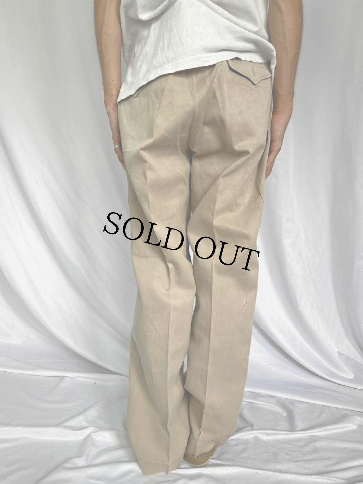 画像4: 40's U.S.ARMY "Regulation ARMY Officer's Trousers" 糊付け＆プレス チノトラウザーズ チノトラウザーズ W33 (4)