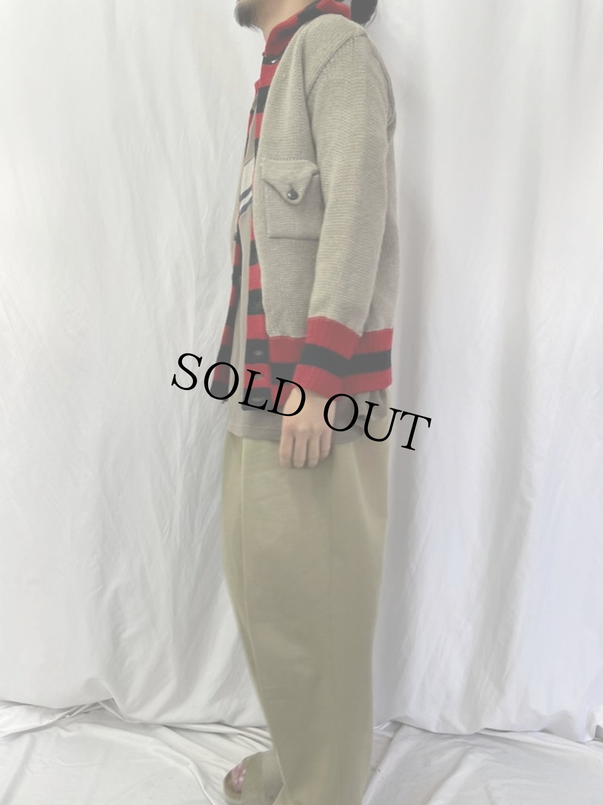 画像3: 30's CADET 襟付き ウールニットカーディガン (3)