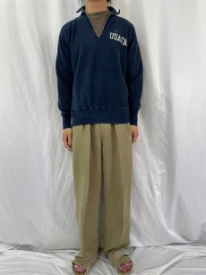 画像2: 70's Champion 単色タグ(最初期) REVERSE WEAVE USA製 "USAFA" 襟付き プリントハーフジップスウェット M (2)