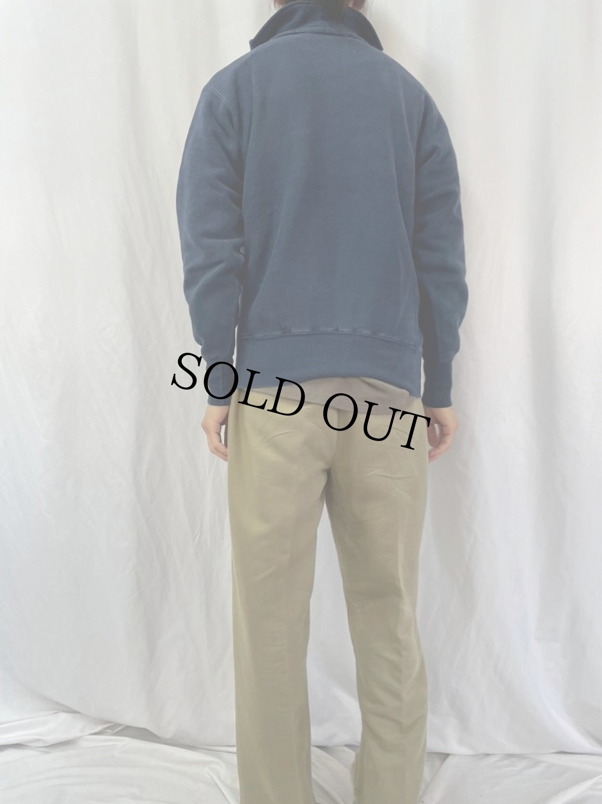 画像4: 70's Champion 単色タグ(最初期) REVERSE WEAVE USA製 "USAFA" 襟付き プリントハーフジップスウェット M (4)