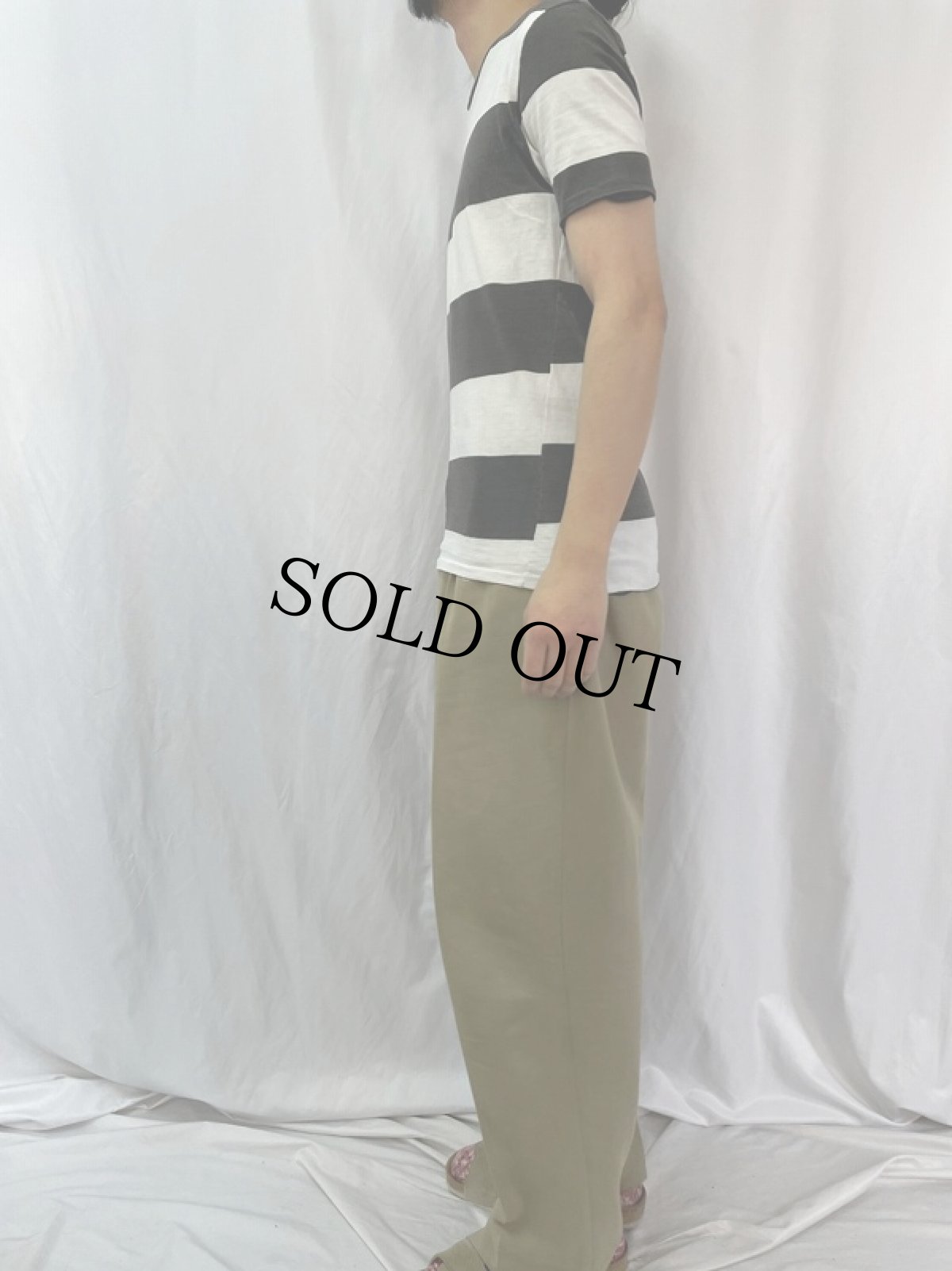 画像3: 60's ファットボーダー柄 コットンTシャツ BLACK×WHITE (3)