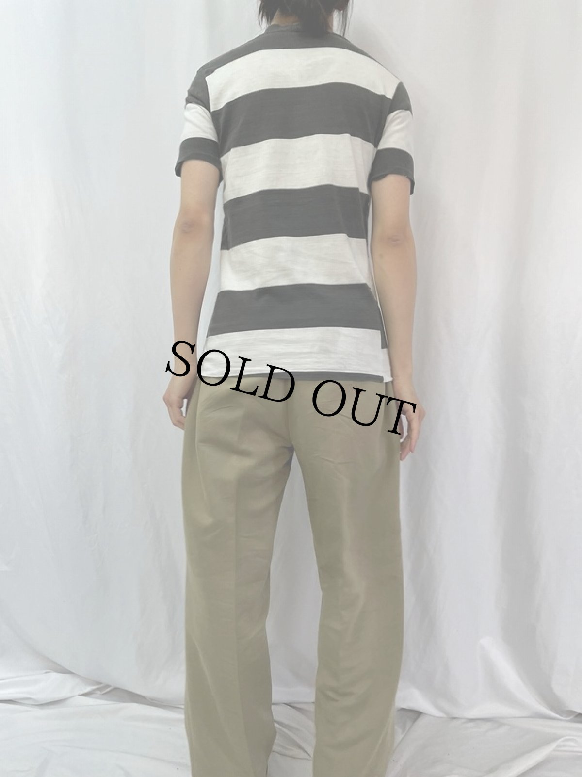 画像4: 60's ファットボーダー柄 コットンTシャツ BLACK×WHITE (4)