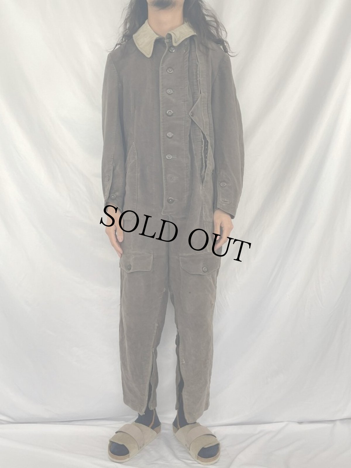 画像2: 40's Luftwaffe モールスキン フライトジャンプスーツ (2)