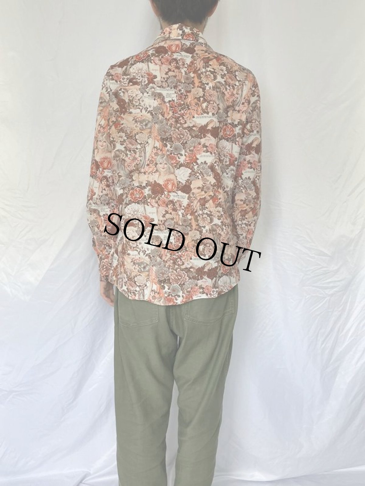 画像4: 70's Chemise Et Cie×PLAYBOY 女性プリント 総柄ポリシャツ (4)