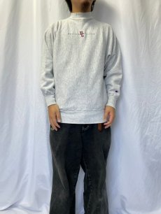 画像2: 90's Champion REVERSE WEAVE USA製 "BOSTON COLLEGE" 刺繍入り ラグランモックネックスウェット XL (2)