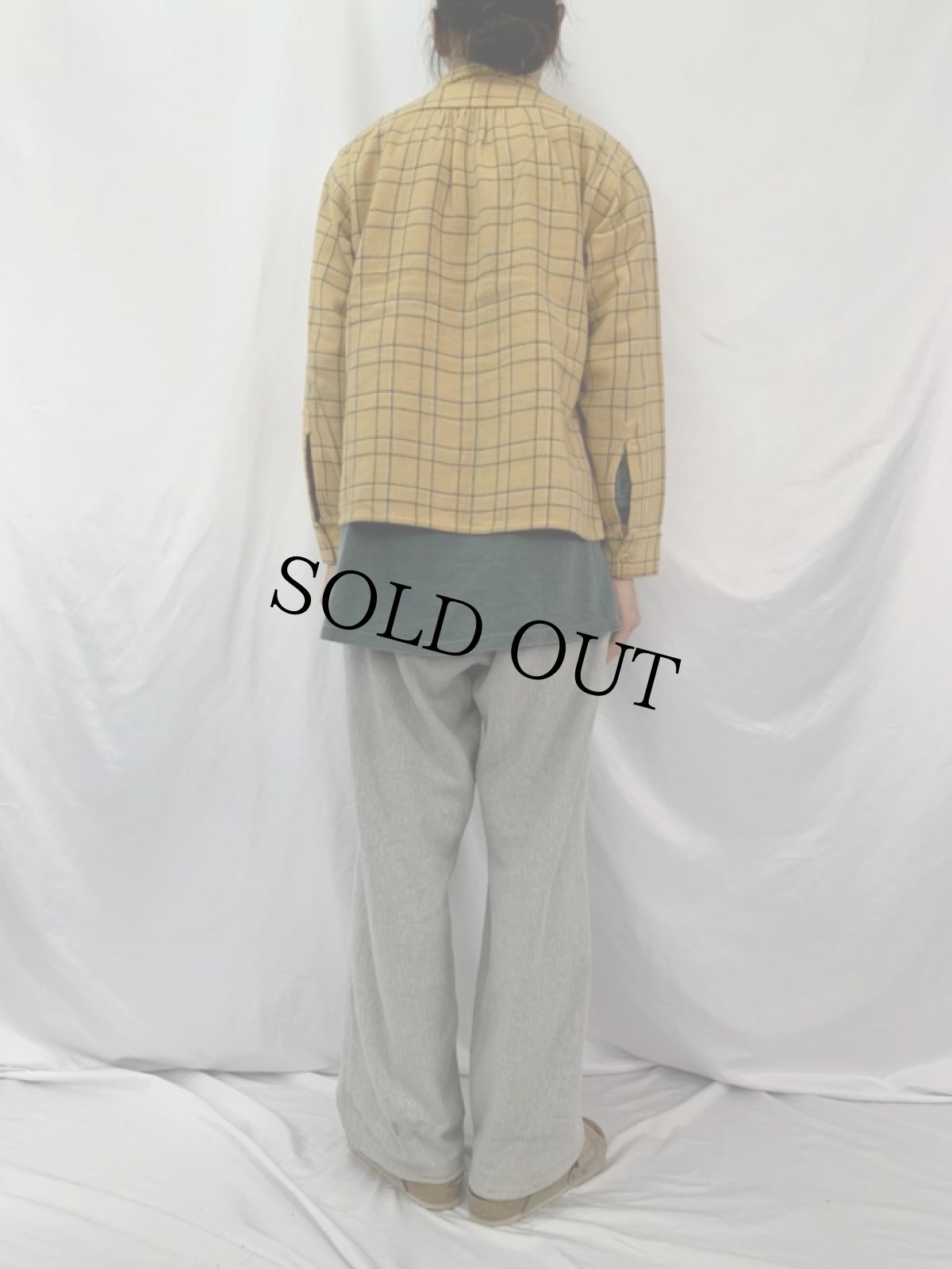 画像4: 40〜50's チェック柄 ウールシャツ (4)