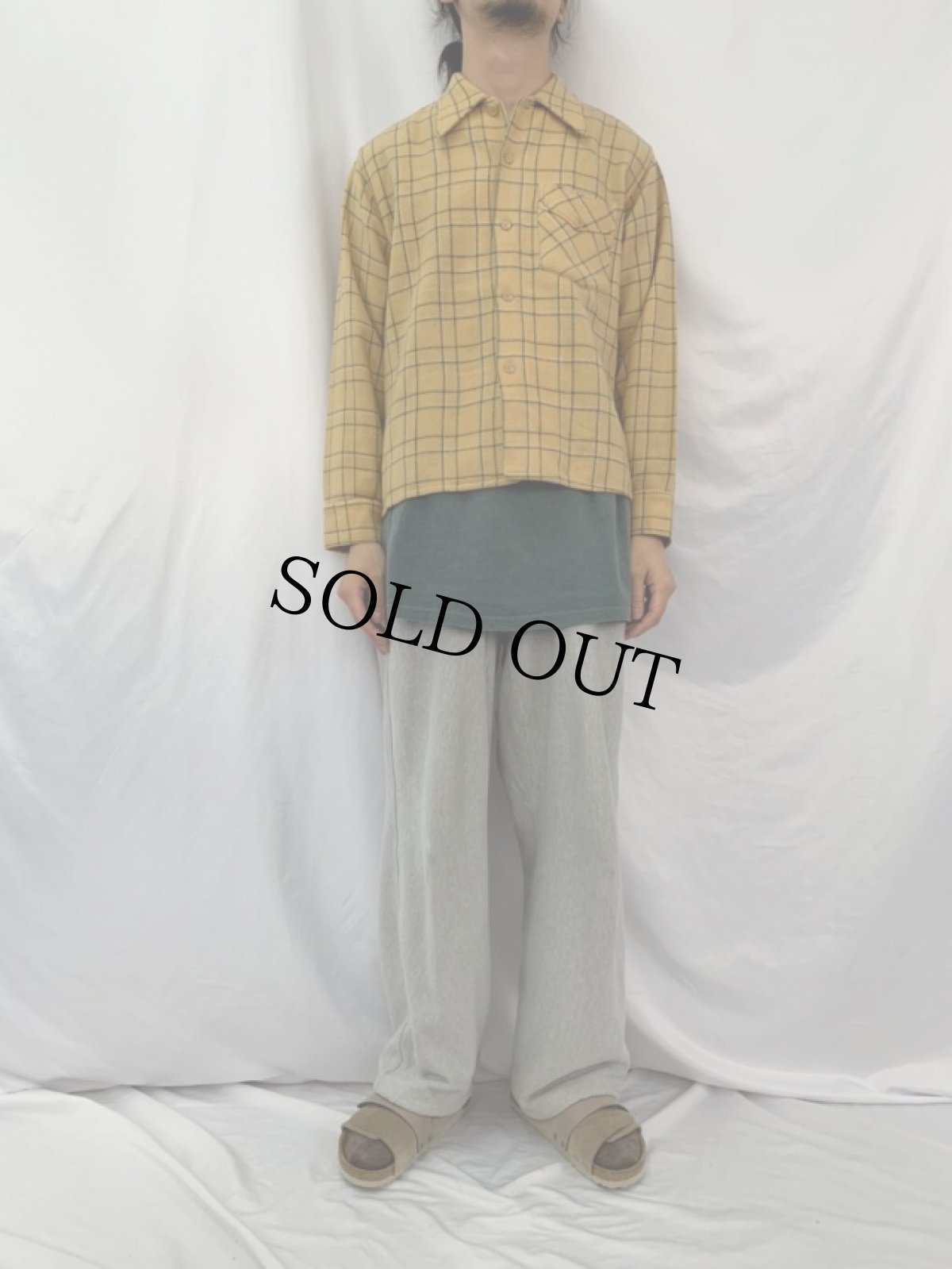 画像2: 40〜50's チェック柄 ウールシャツ (2)