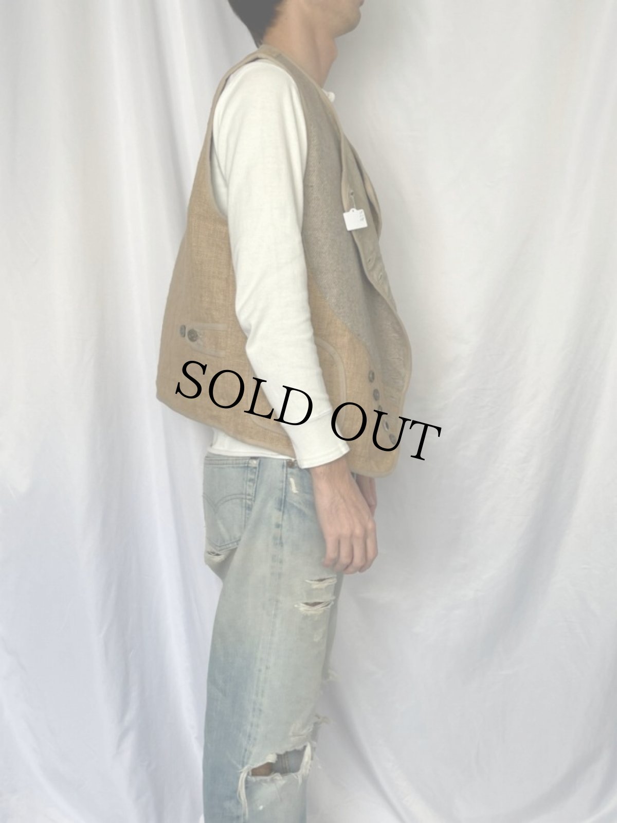 画像3: KAPITAL リネン×ウール 切り替えベスト (3)