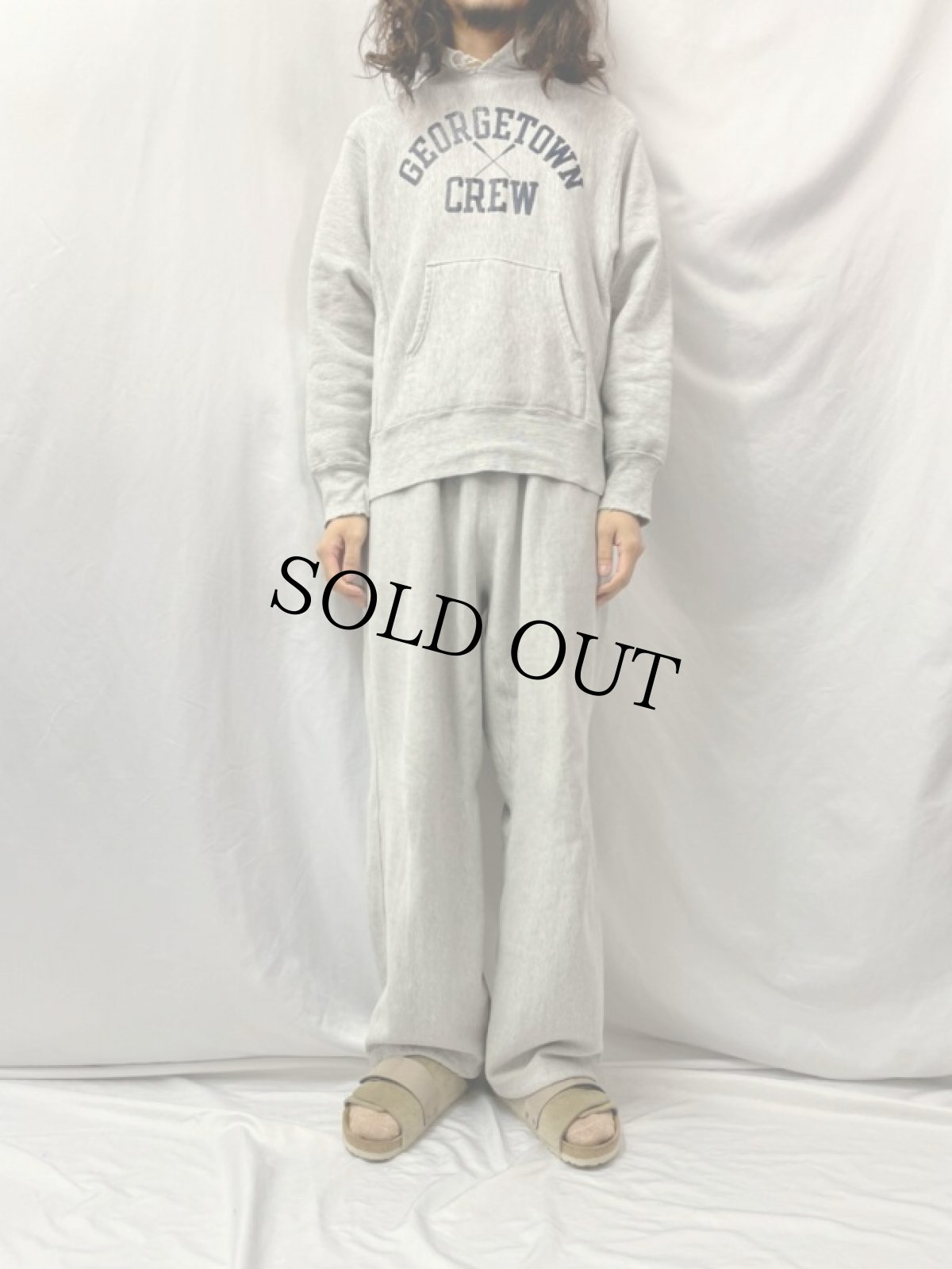 画像2: 80's Champion REVERSE WEAVE USA製 トリコタグ "GEORGETOWN CREW" プリントスウェットフーディー M (2)