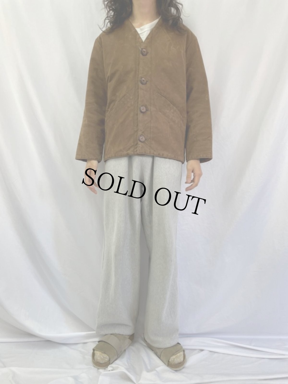 画像2: 70's〜 キルティングライナー ダック ノーカラージャケット (2)