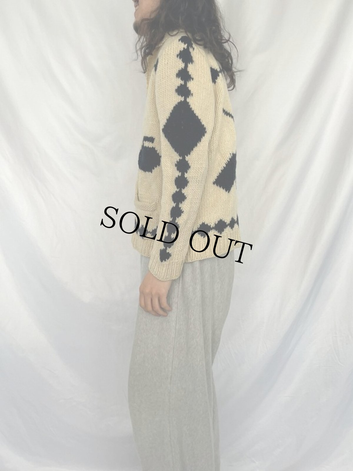 画像4: 60's カーリング柄 カウチンニットジャケット (4)