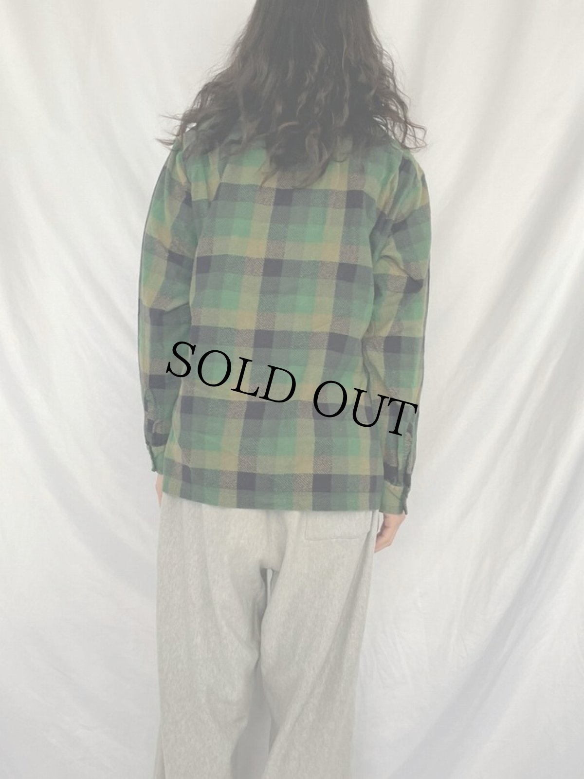 画像4: 60〜70's HIGBEE'S USA製 プリントネルオープンカラーシャツ L (4)