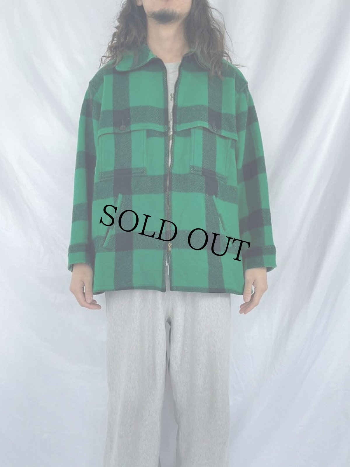 画像2: 60's JOHNSON WOOLEN MILLS ブロックチェック柄 マッキノウジャケット SIZE50 (2)