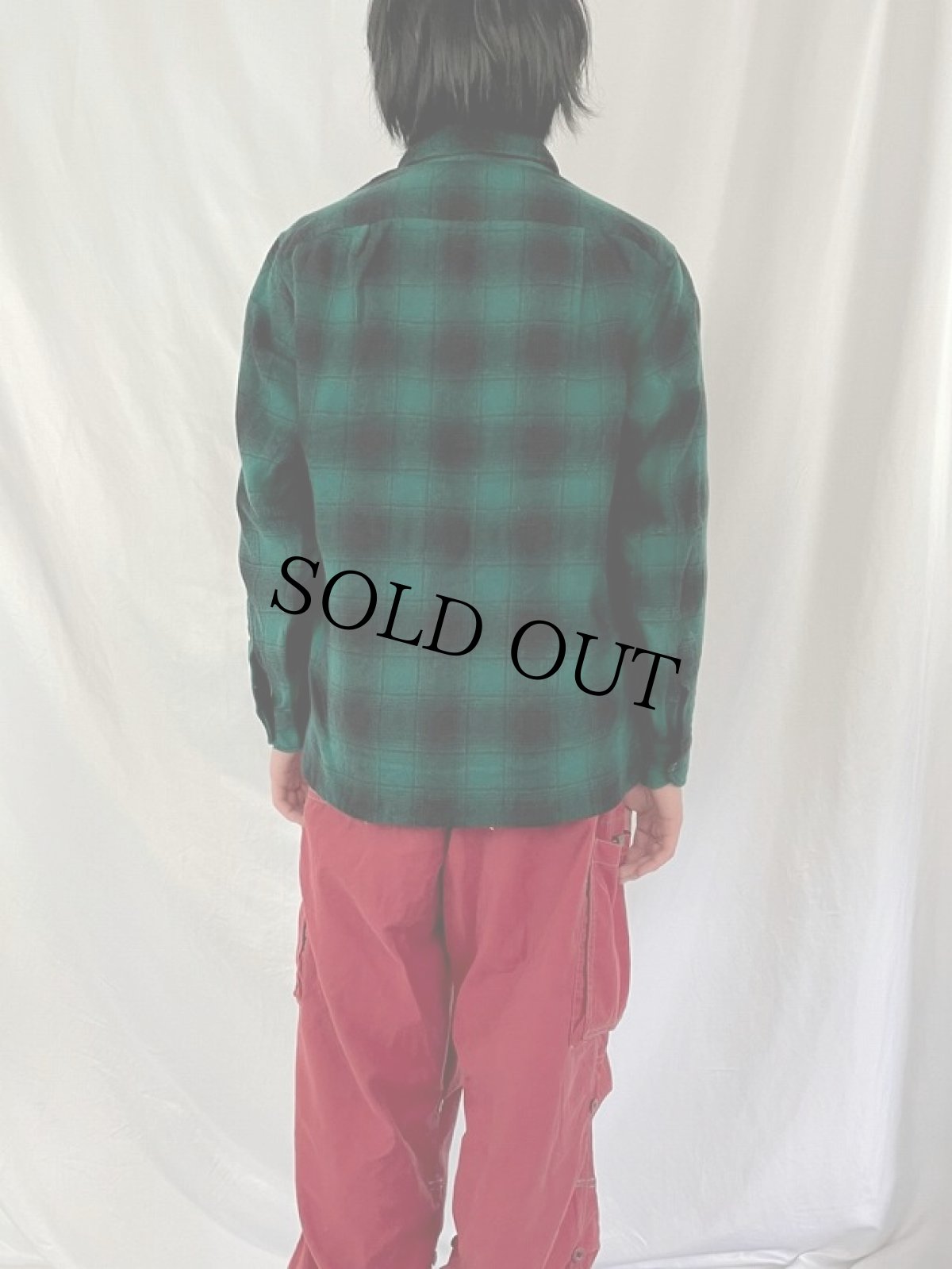 画像4: 70's Pendleton "OutdoorsMan" USA製 オンブレーチェック柄 ウールシャツ L (4)