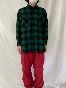 画像2: 70's Pendleton "OutdoorsMan" USA製 オンブレーチェック柄 ウールシャツ L (2)