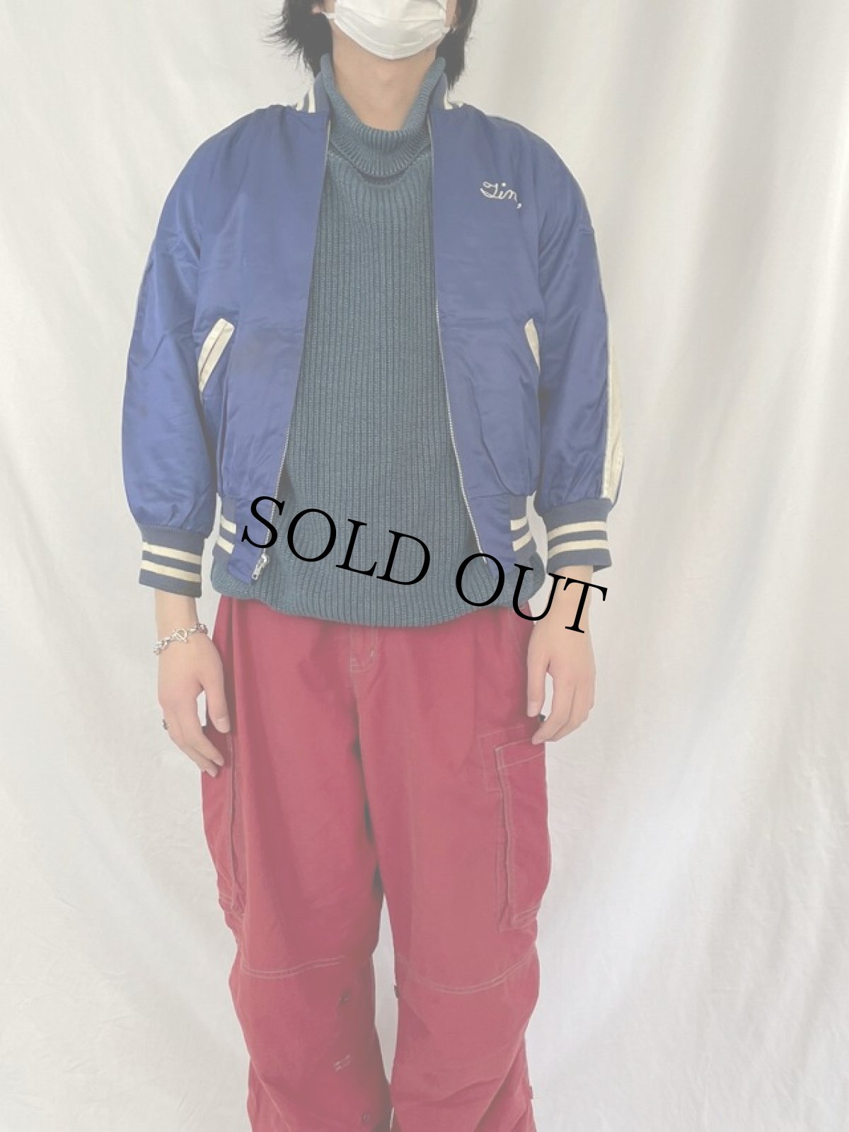 画像2: 60's MAPLE "HOT ROD" チェーン刺繍 サテンスタジャン SIZE36 (2)