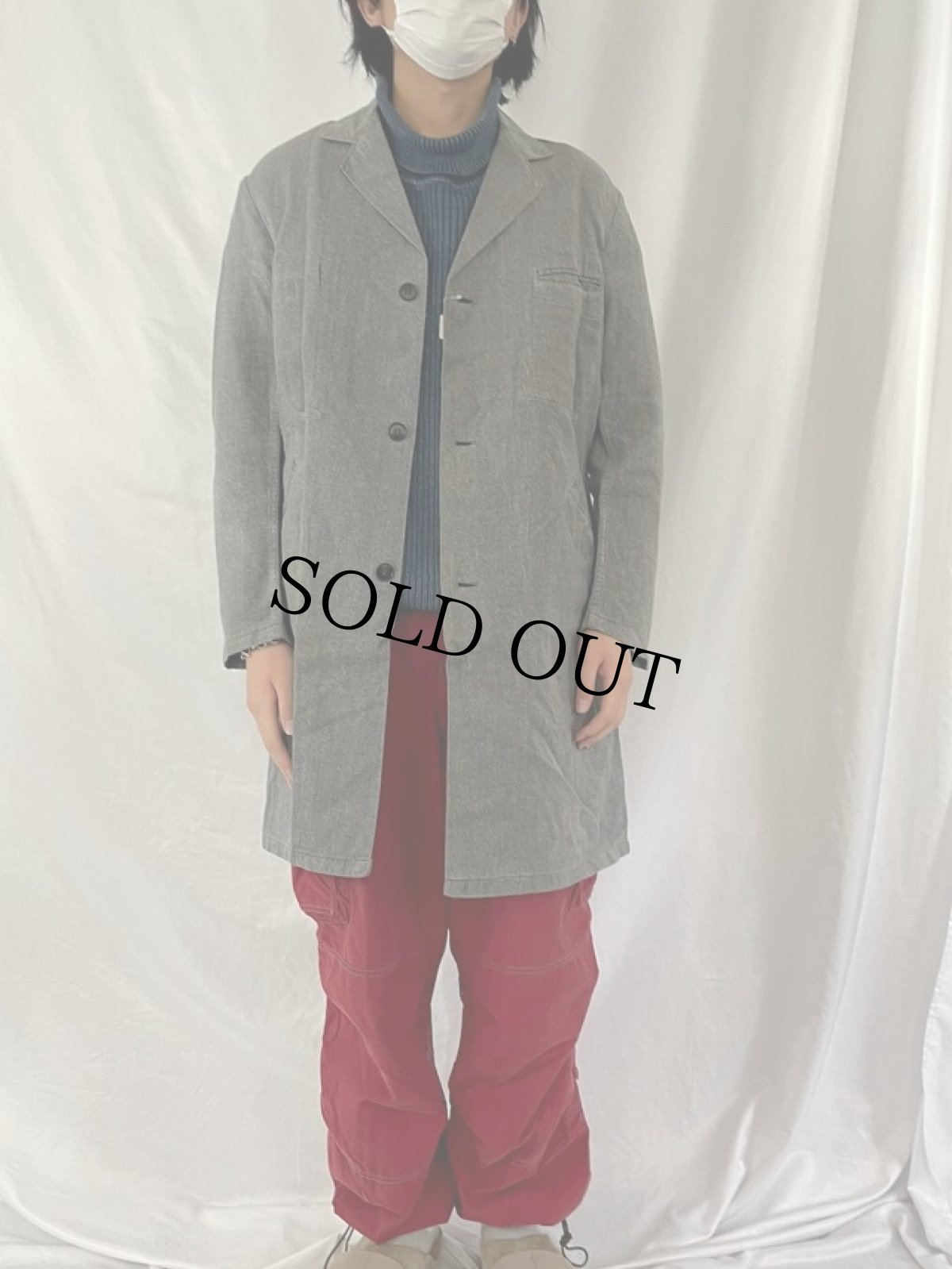 画像2: 50's EURO AU MOLINEL "黒シャン" アトリエコート (2)