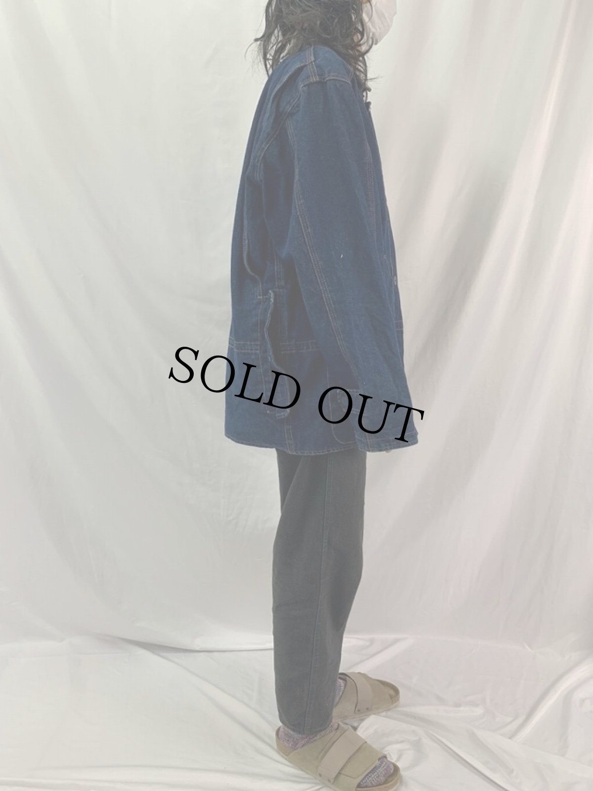 画像3: 80's LAKELAND 襟スウェード切替×ブランケットライナー デニムカバーオール SIZE42 (3)