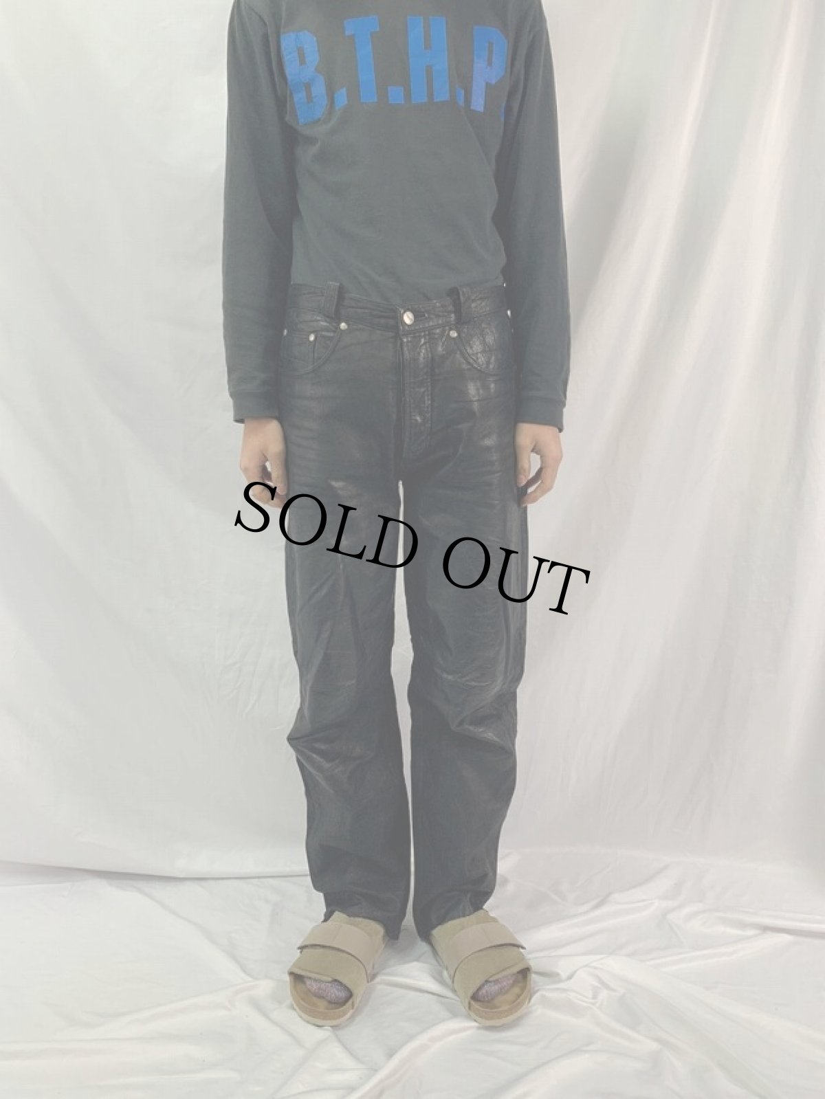 画像2: DAKOTA レザーパンツ W33 (2)