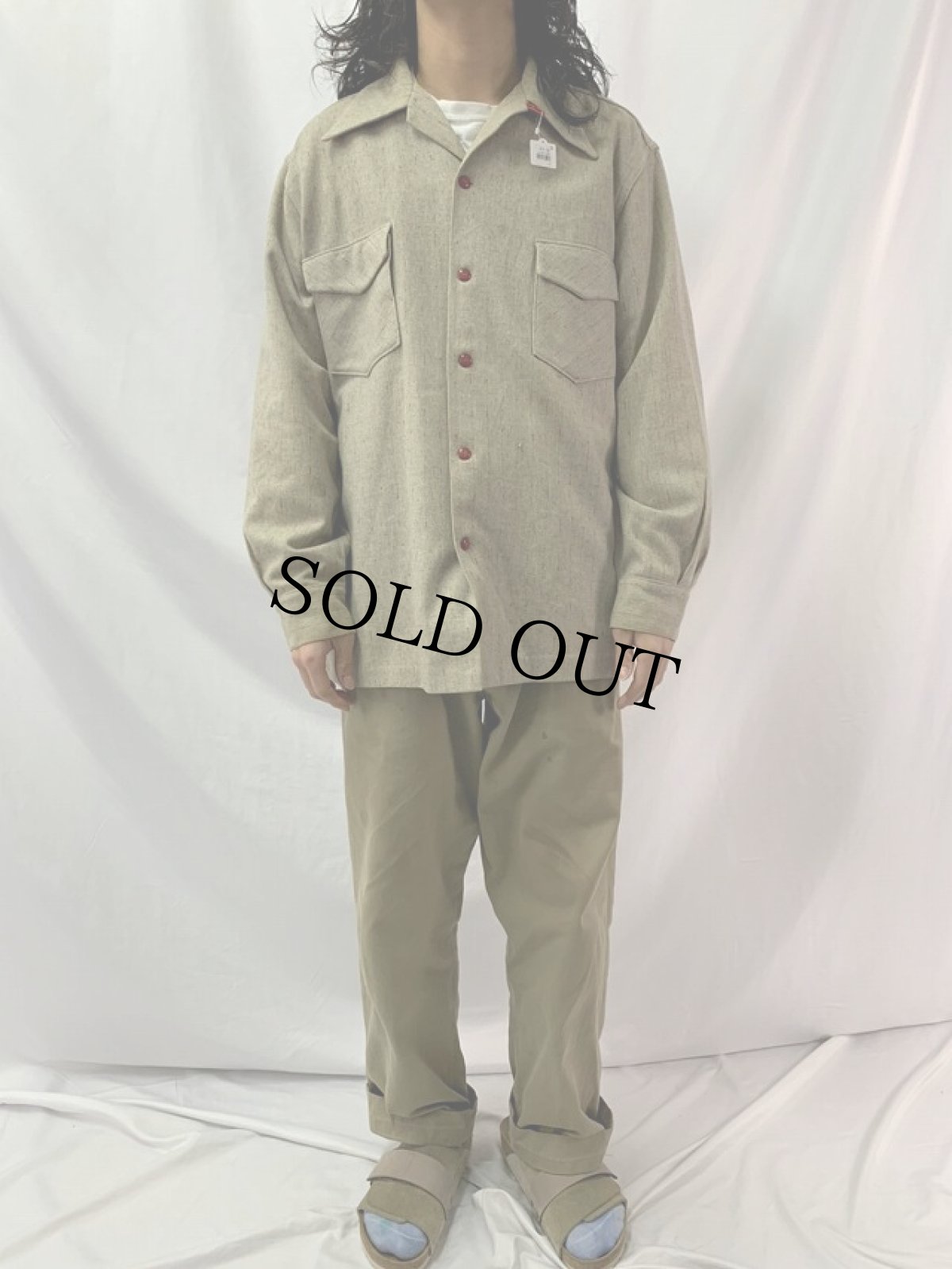 画像2: 50's Merrill Woolens ウィンドウペンチェック柄 オープンカラーウールシャツ (2)