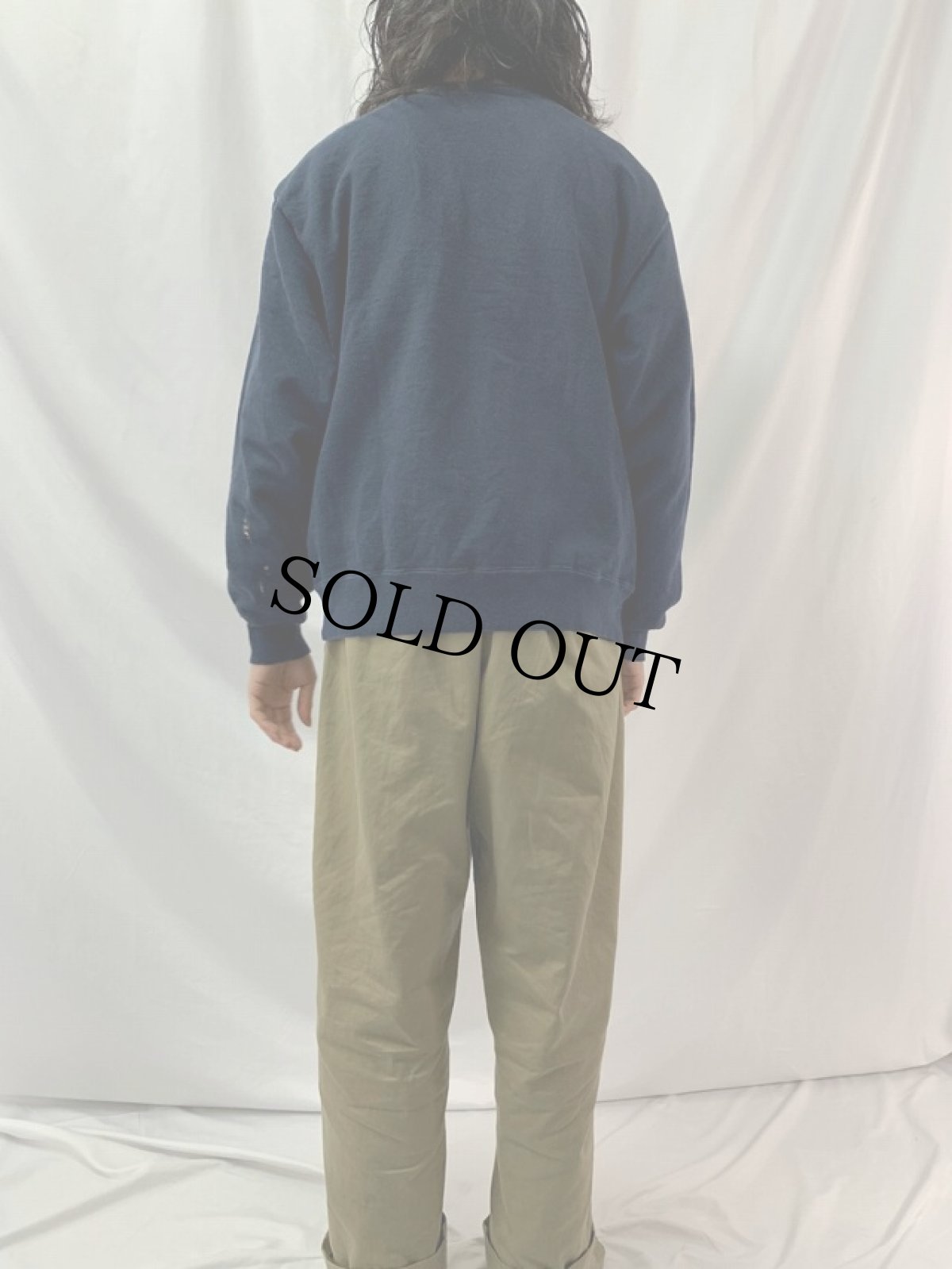 画像4: 90's Champion USA製 "NAVY ANNAPOLIS" 前V プリントスウェット XL (4)