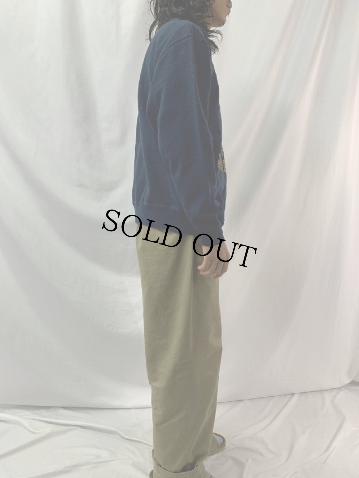 画像3: 90's Champion USA製 "NAVY ANNAPOLIS" 前V プリントスウェット XL (3)