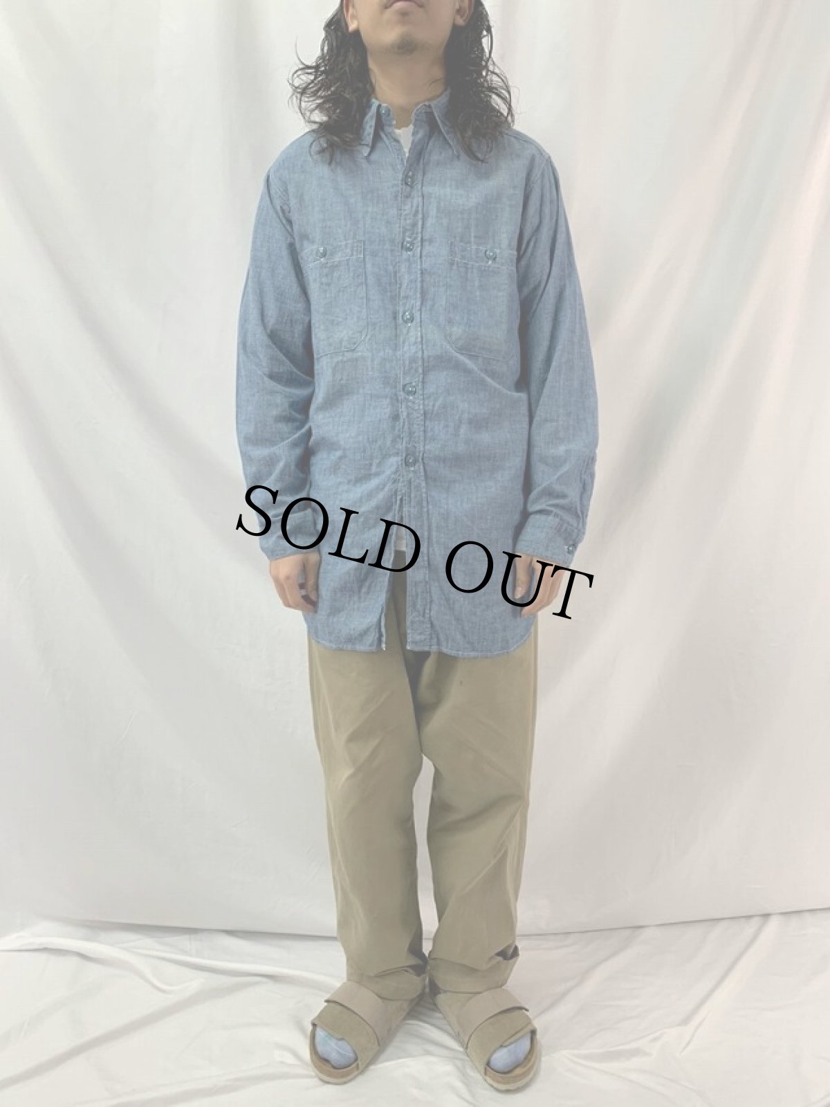 画像2: 40〜50's USN シャンブレーシャツ SIZE15 (2)