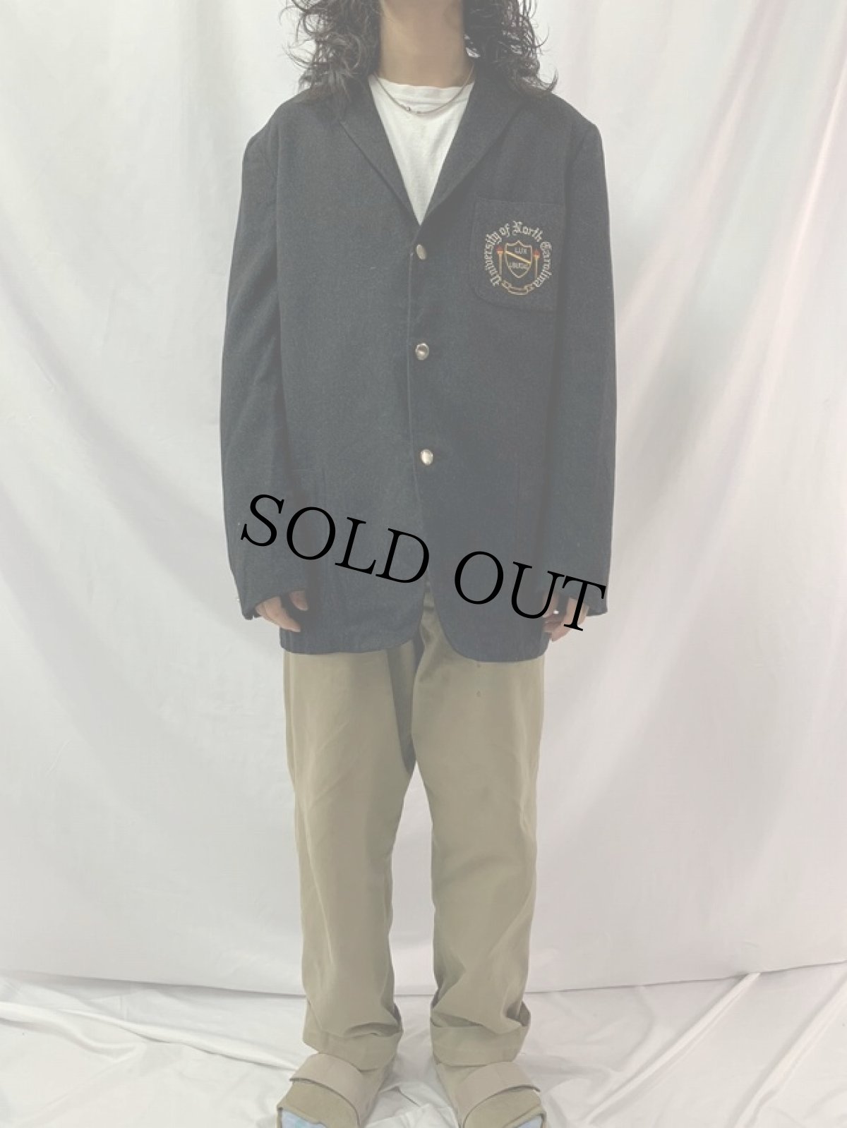 画像2: 60's ROBERT ROLLINS "University of North Carolina" 刺繍入り メルトンスクールジャケット (2)