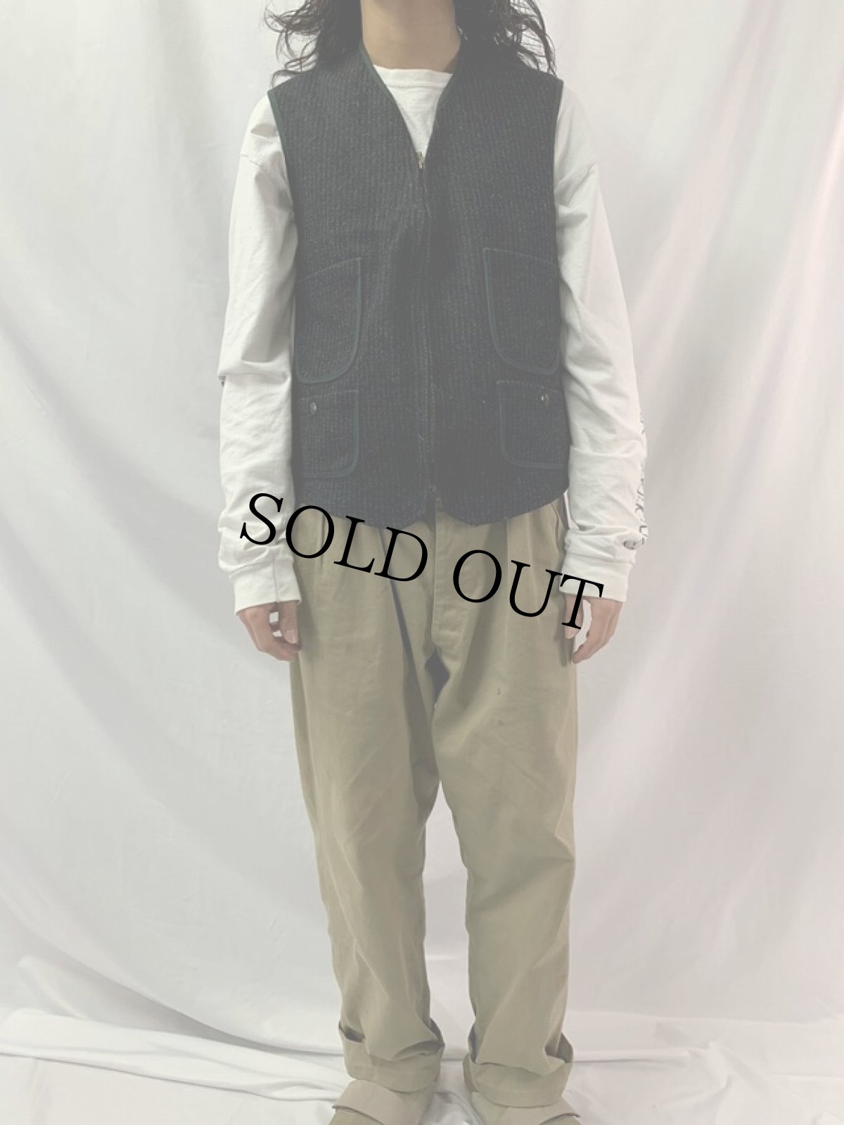 画像2: 80's Woolrich USA製 メルトンベスト SIZE42 (2)