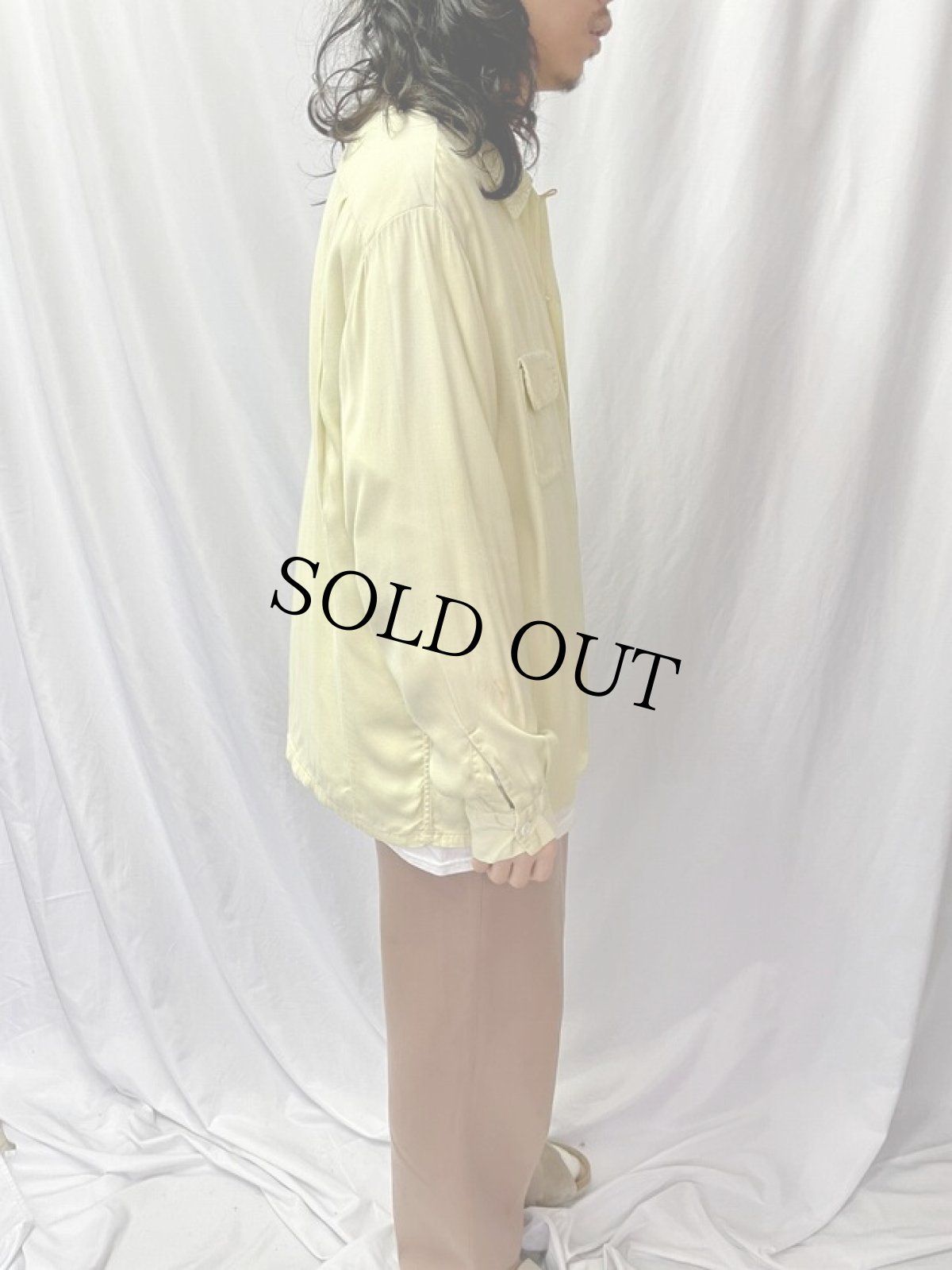 画像3: 50's BRENT USA製 レーヨンギャバジン オープンカラーシャツ XL (3)